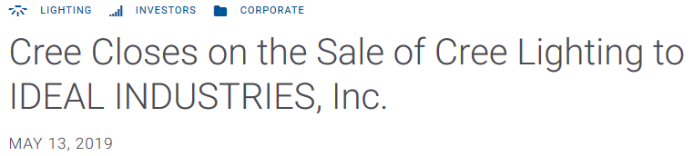 Screenshot_2019-05-14 Cree Closes on the Sale of Cree Lighti