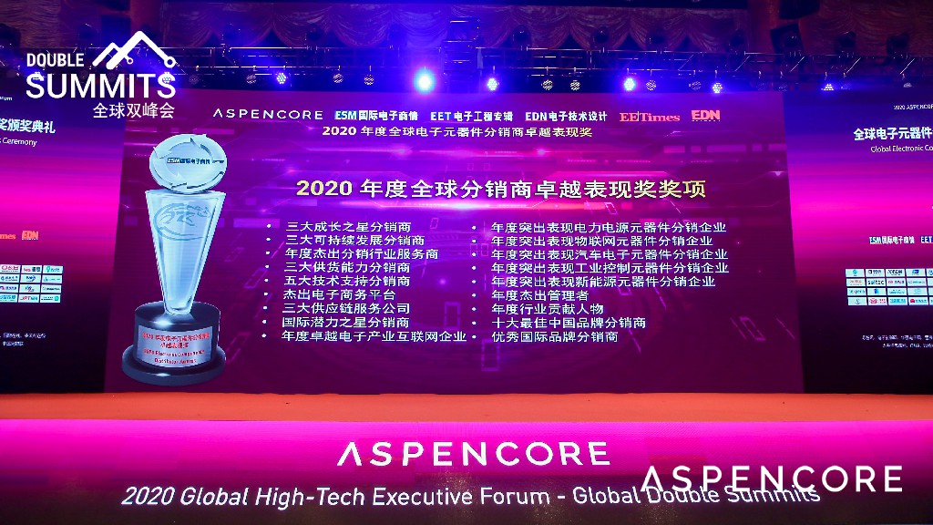 ASPENCORE亞太區(qū)總經(jīng)理張毓波表示：“2020年是非常特殊的一年，新冠疫情與國際大環(huán)境的轉(zhuǎn)變，給電子產(chǎn)業(yè)鏈帶來巨大的風(fēng)險(xiǎn)和挑戰(zhàn)。我們與業(yè)界同仁以及各企業(yè)高層對未來全球電子產(chǎn)業(yè)鏈中各環(huán)節(jié)的發(fā)展趨勢進(jìn)行探討，共同迎接電子產(chǎn)業(yè)鏈的空前挑戰(zhàn)。我們也借此機(jī)會(huì)表彰了在過去艱難的一年中依然表現(xiàn)優(yōu)異的卓越品牌分銷商和管理者，衷心的祝賀所有獲獎(jiǎng)公司、團(tuán)隊(duì)以及優(yōu)秀管理者，期望明年各企業(yè)能夠取得更輝煌的業(yè)績，再譜新篇！”